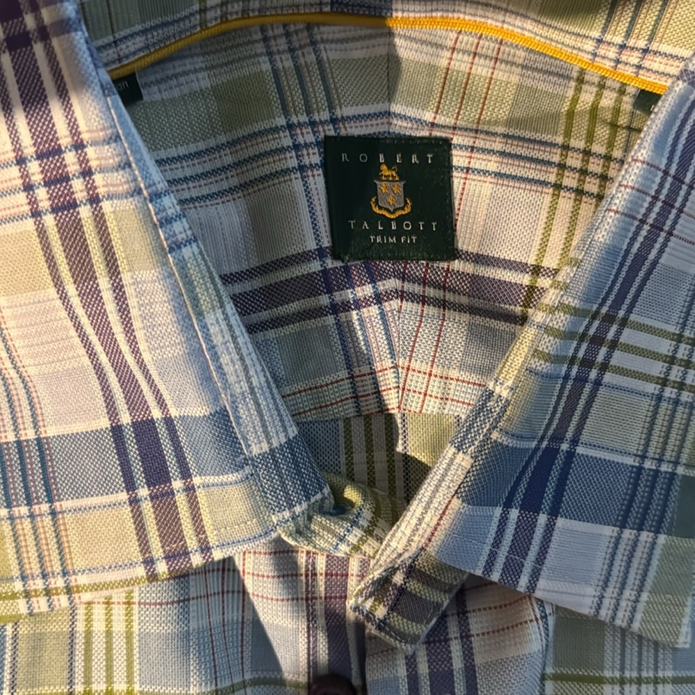 Robert Talbott Blue and Green Plaid Dress Shirt - Picture 3 of 4